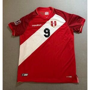Peru National Team Soccer Jersey #9 FPF Marathon Red Football‎ Mens L Red